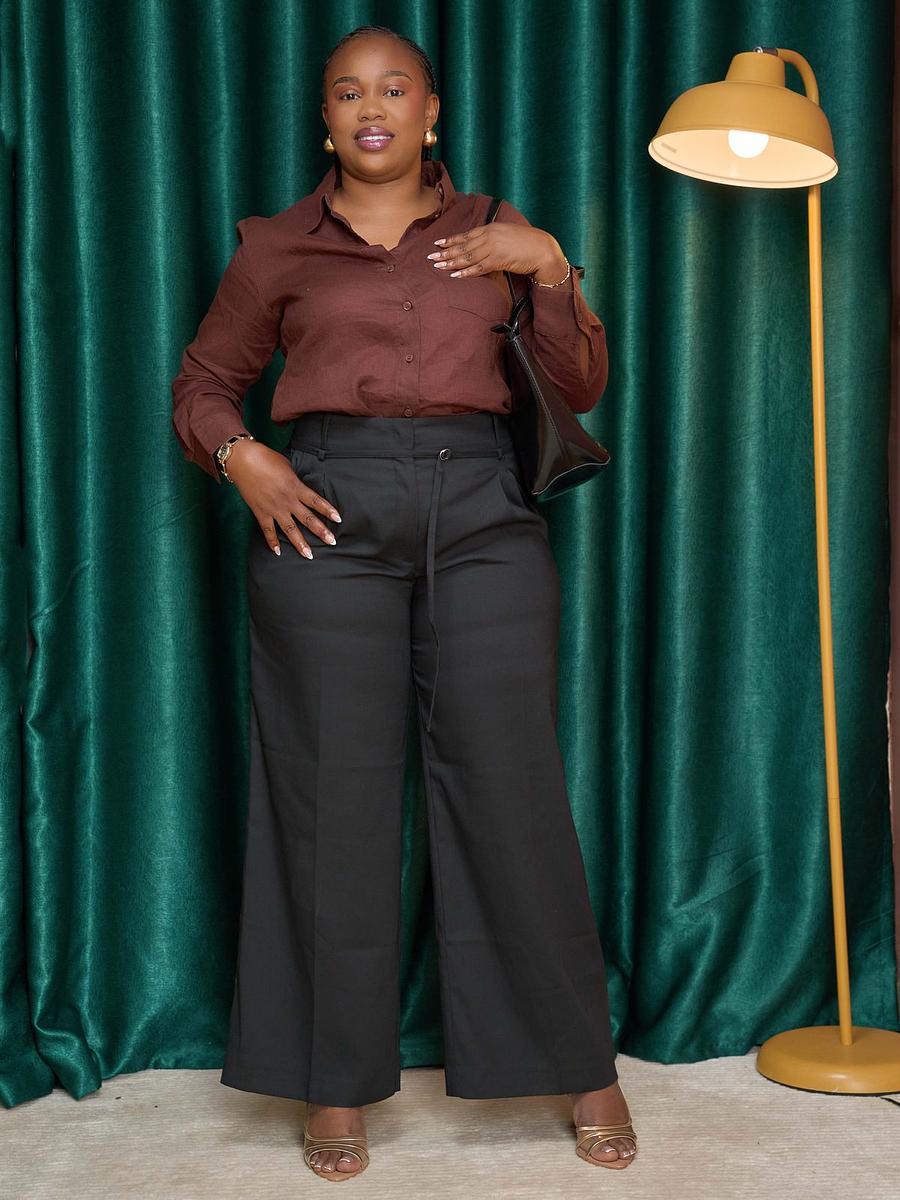 Pantalon large ceinturé
