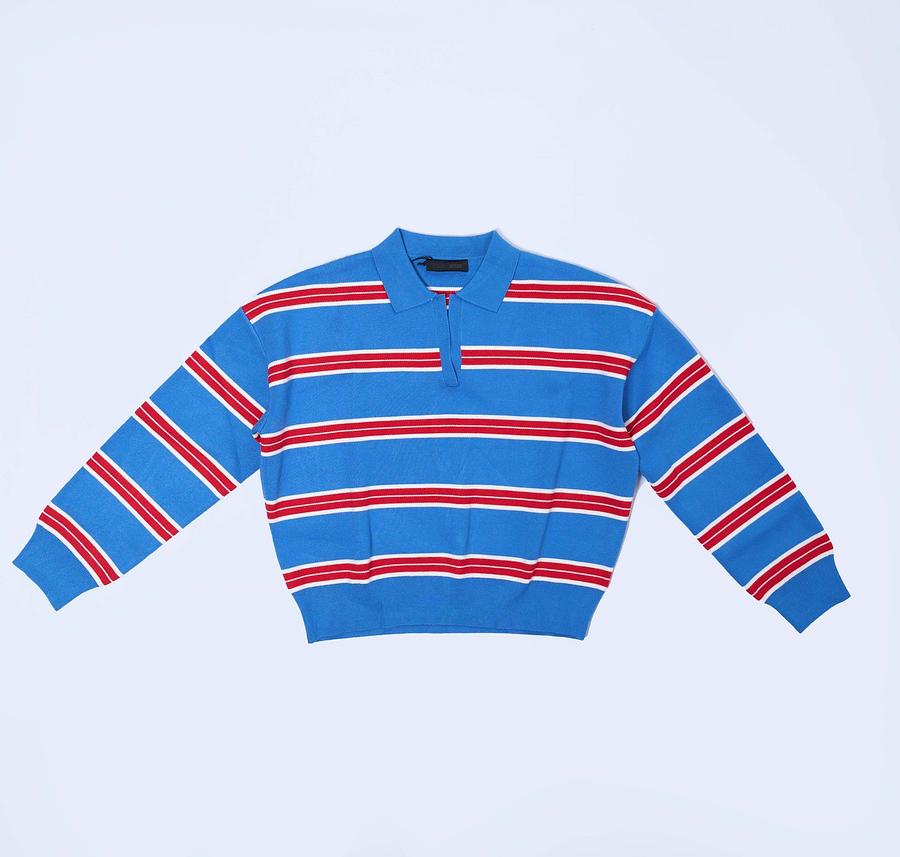 Pull polo court à rayures