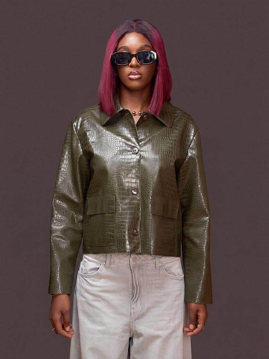 Veste courte simili cuir