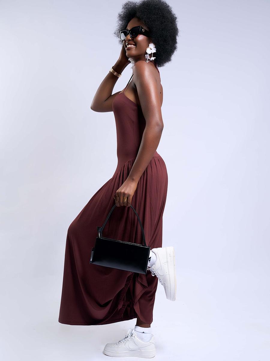 Robe longue fluide dos nu