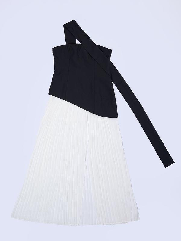 Robe bicolore plissée