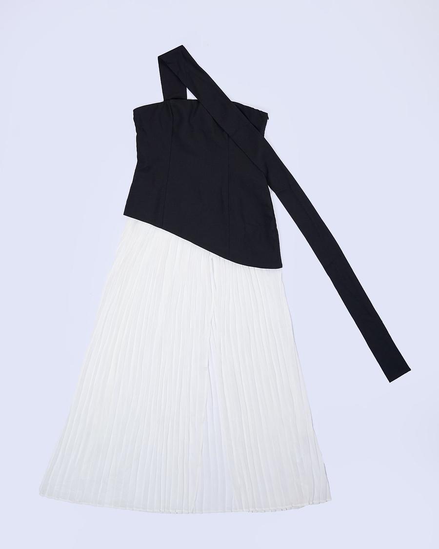 Robe bicolore plissée