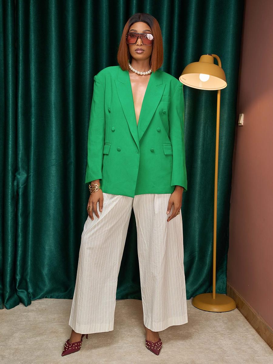 Pantalon large à rayures
