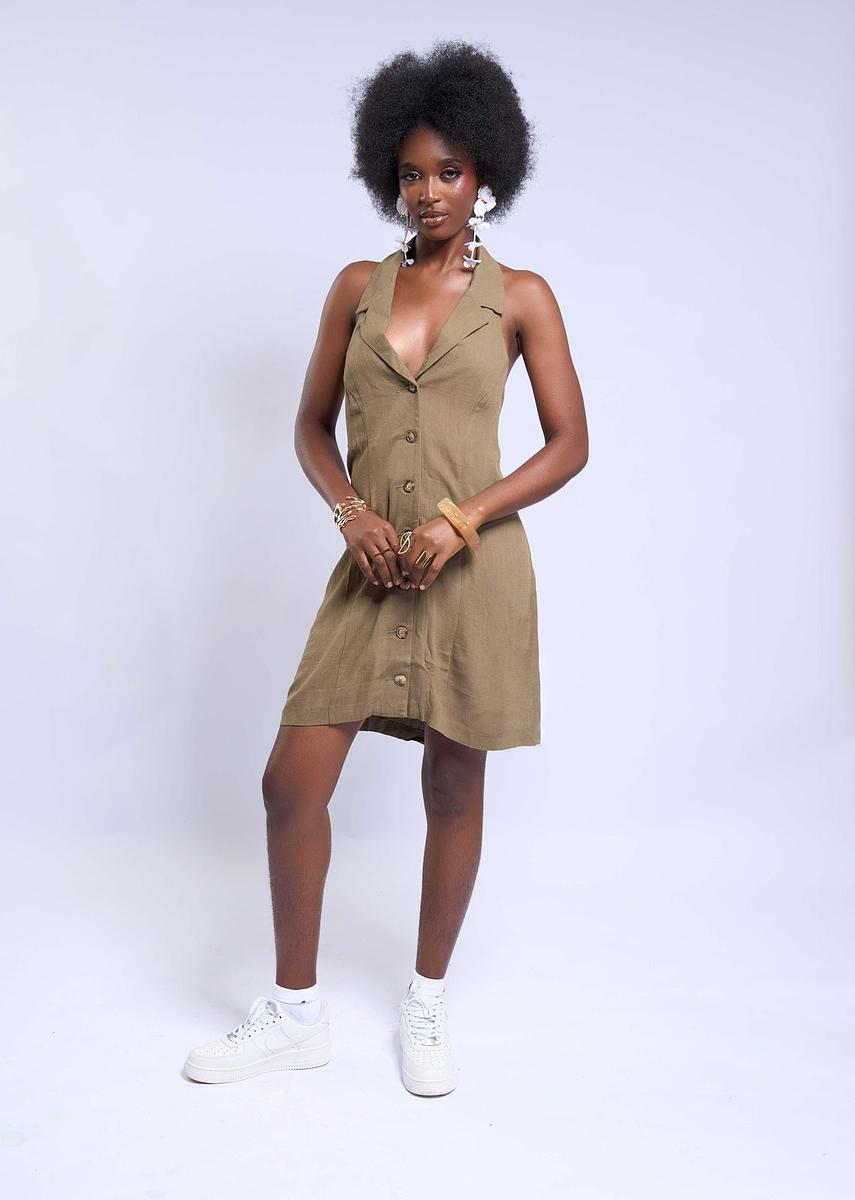 Robe chemise à dos nus