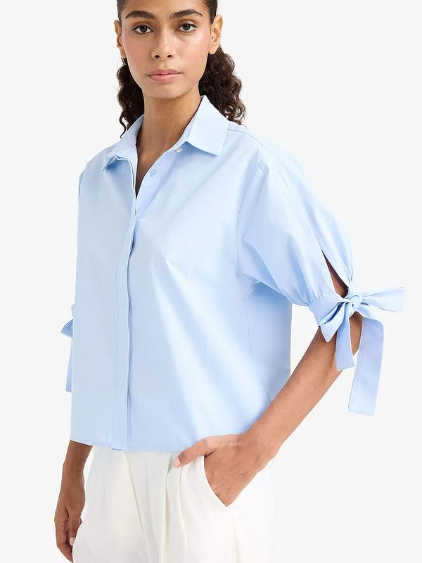 Blouse Popeline Manches Nouées