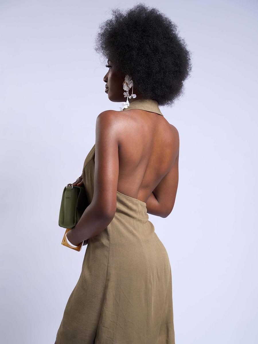 Robe chemise à dos nus