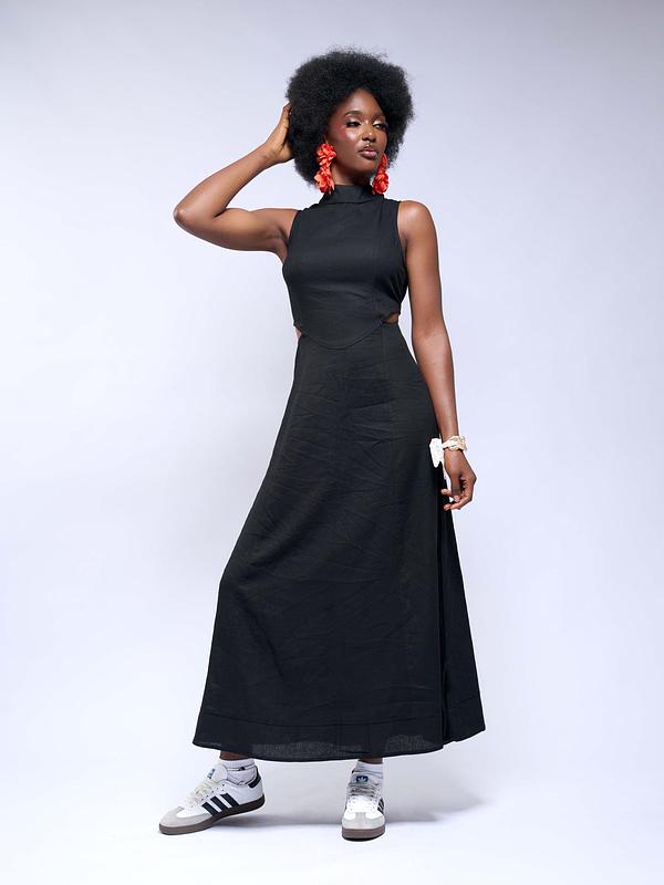 Robe midi à découpes