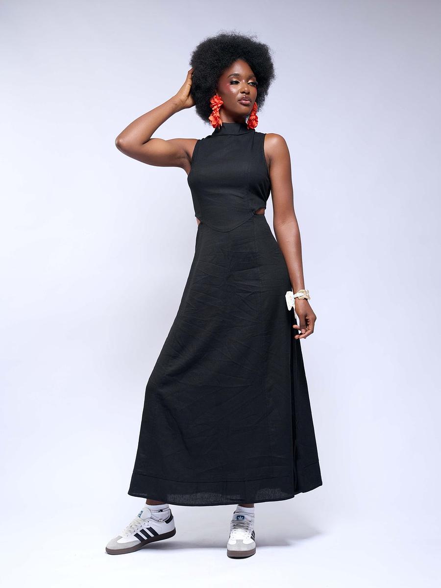 Robe midi à découpes