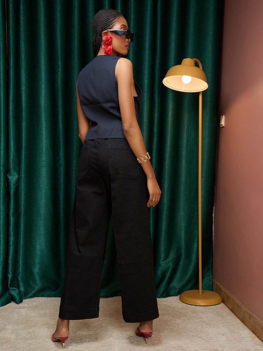 Pantalon jean large noir