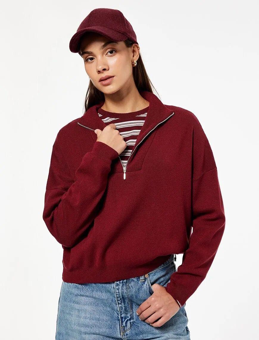 Pull Demi-Zip en Laine