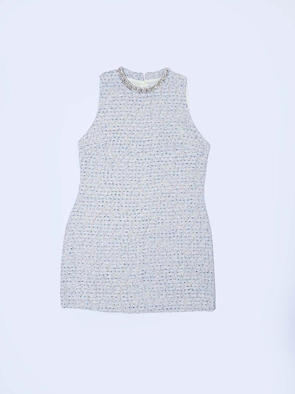 Mini robe tweed col perlé