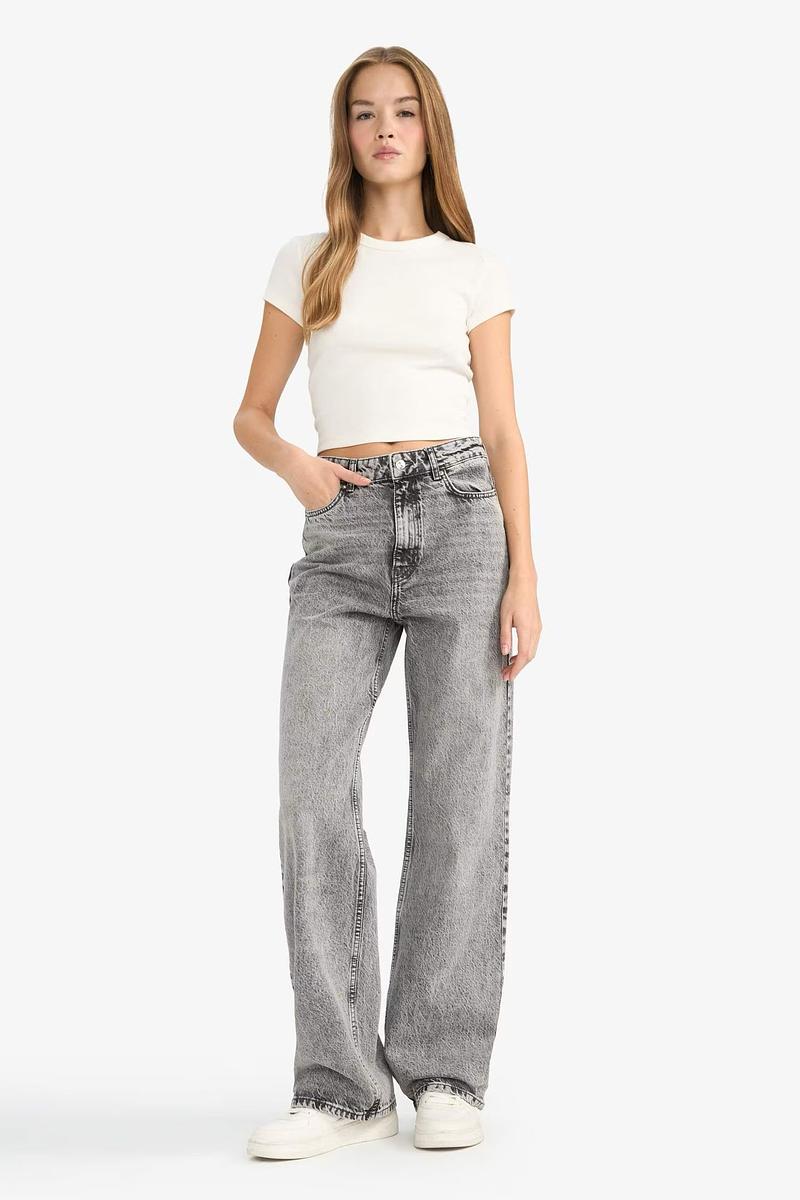 Jean Large Gris Délavé