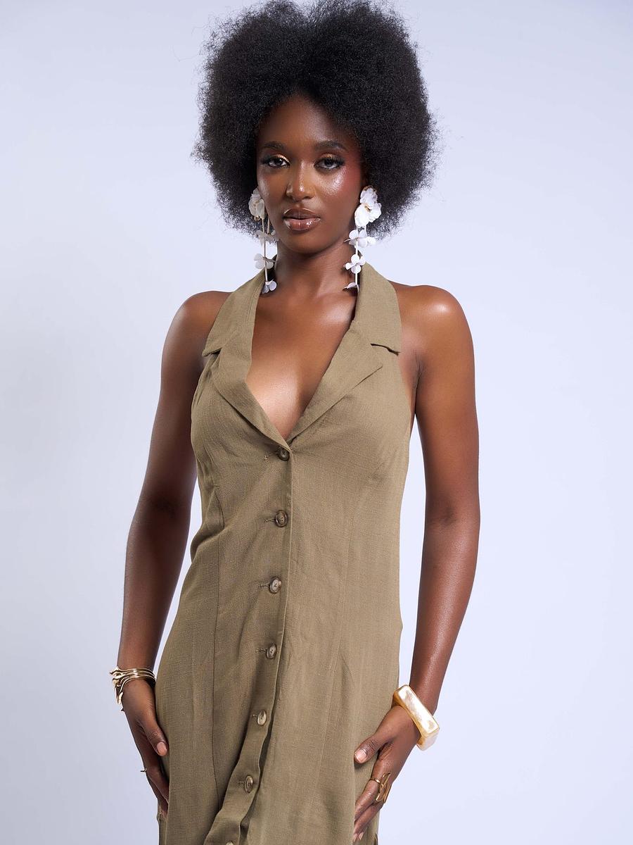 Robe chemise à dos nus
