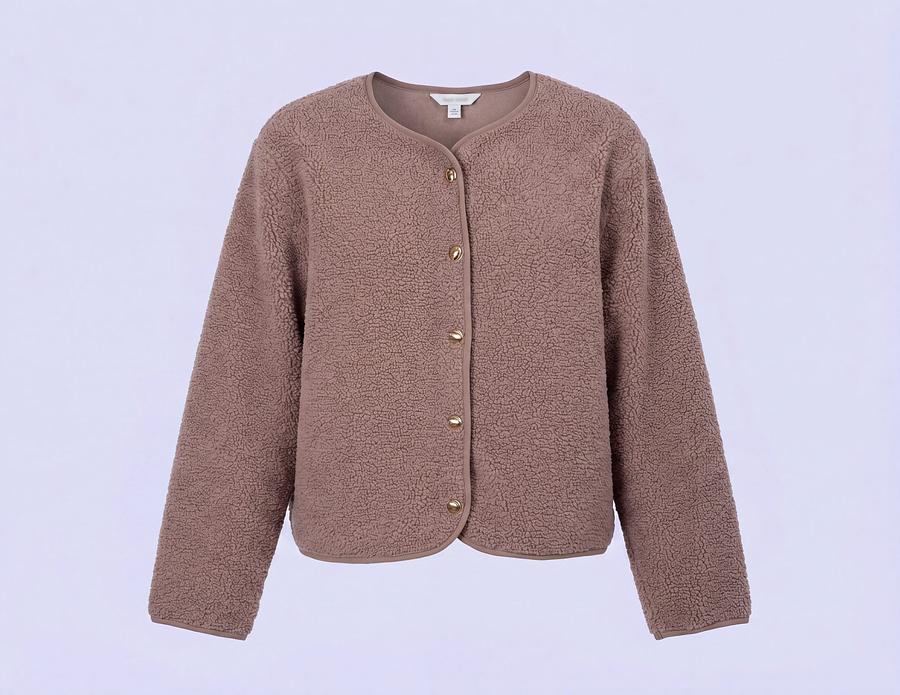 Veste peluche boutonnée